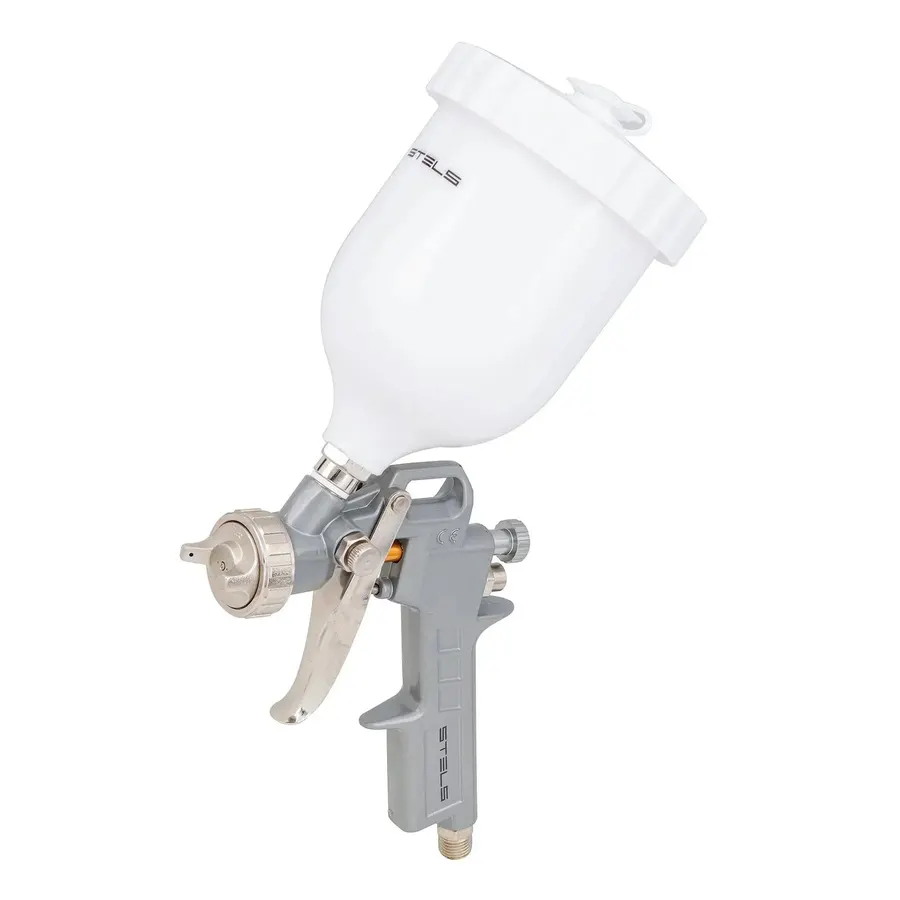 Pistola de Pintura 600ml Bico de 1,2 / 1,5 e 1,8mm Tanque Alto Stels
