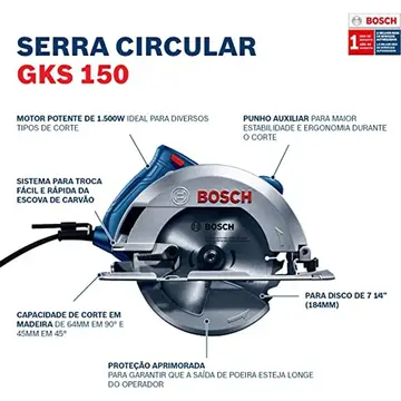 Serra Circular GKS 150 7.1/4" 1500W 220V Bosch 3