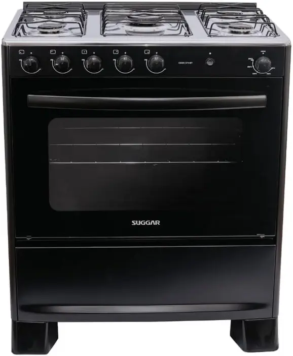 Fogão Suggar Cook Start Preto Mesa Inox 5 Bocas 2 Queimadores Acendimento Automático FGICS520PT