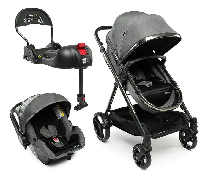 Carrinho Travel System Safety 1st Discover Trio Isofix 0 a 15kg Grey Chrome