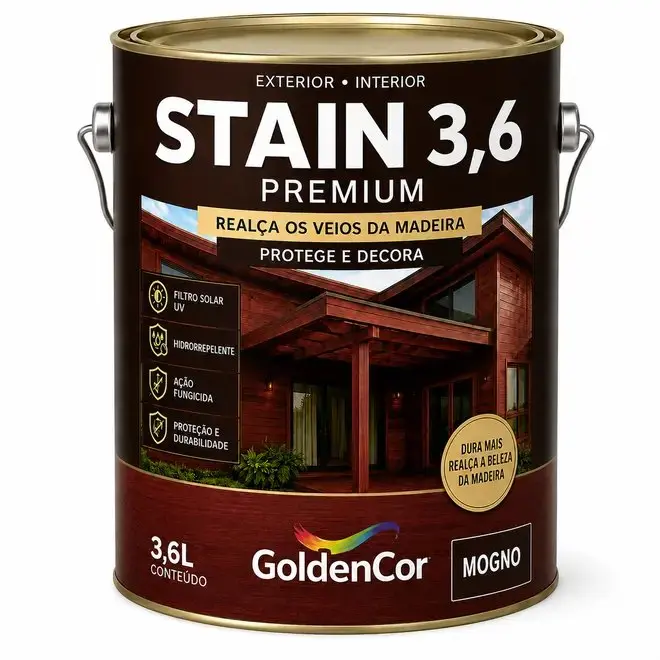 Stain Mogno 3,6L GoldenCor - Acabamento e Proteção para Madeira