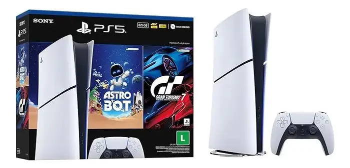 Console Playstation®5 Slim Digital - Pacote Astro Bot E Gran Turismo 7 - Branco - Modelo 3