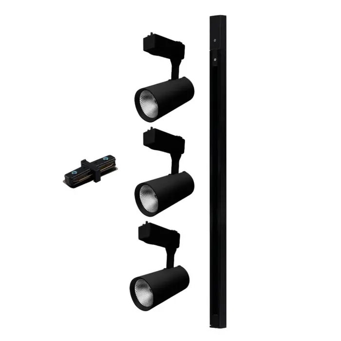 Kit de Trilho LED Preto com 3 Spots 7W Kian