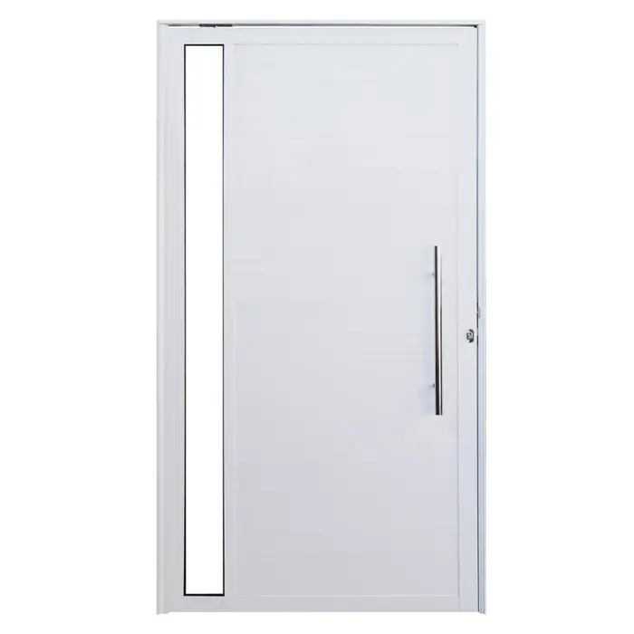 Porta Pivotante Lambril Alumínio Branco com Visor 210x100cm Lux