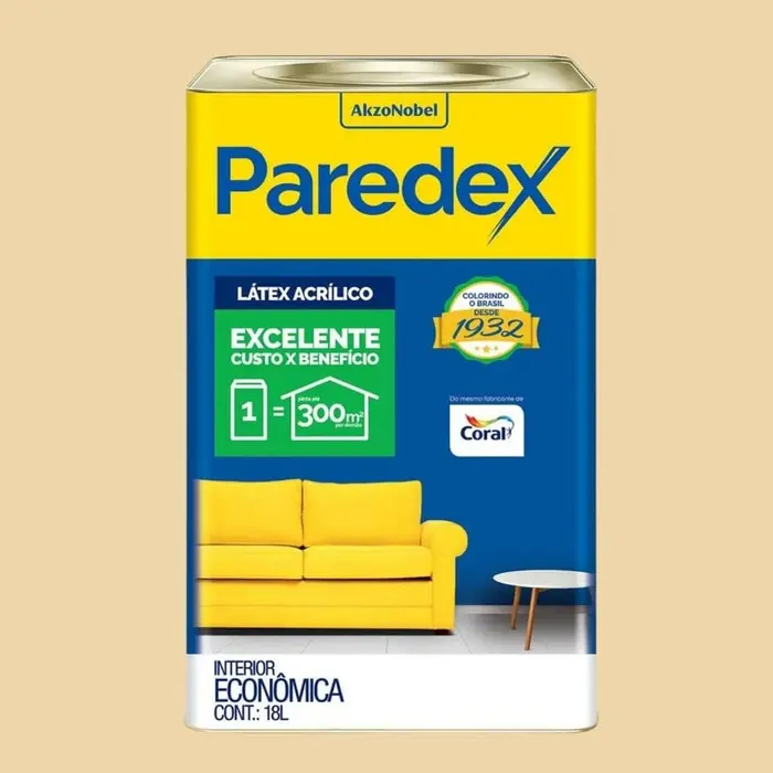 Tinta Econômica Látex Fosco Paredex Sol de Ipanema 18L Coral