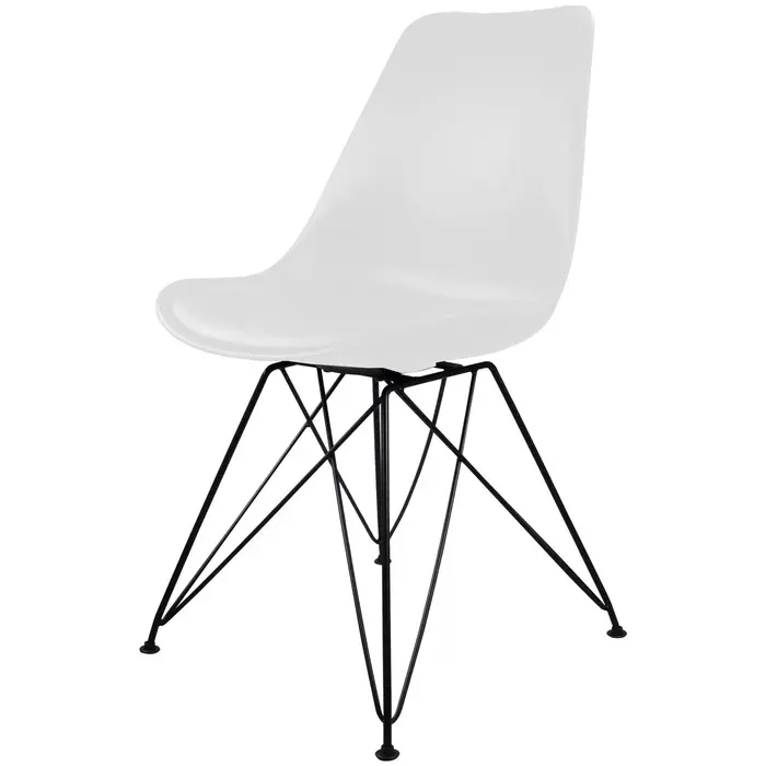 Cadeira Charles Eames Branca com Pés de Metal – TCEM02