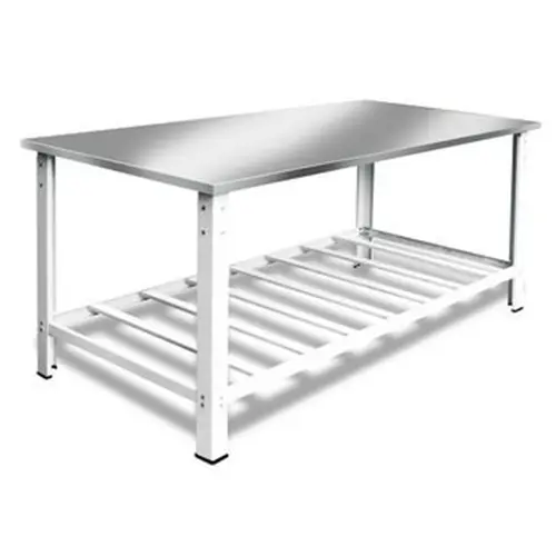 Mesa Tampo Aço Inox com Paneleiro 190 x 70 x 80