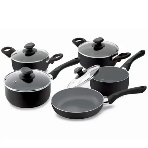 Conjunto de panelas 5 Peças Preto com Revestimento Cerâmico