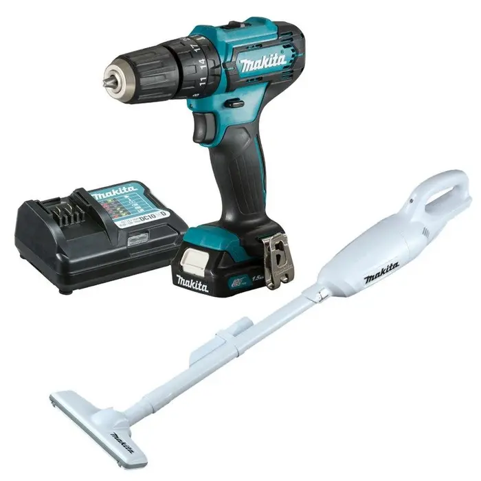 Combo Parafusadeira/Furadeira a Bateria 12V Li-Ion e Aspirador de Pó com Carregador MAKITA-KITHP333+CL106