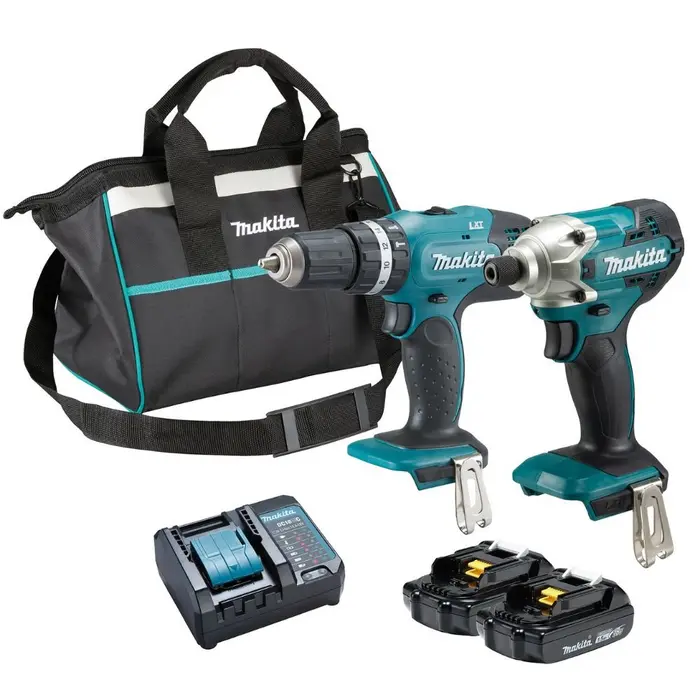 Combo Parafusadeira / Furadeira de Impacto + Parafusadeira de Impacto com 2 Baterias 18V Carregador e Maleta MAKITA-DLX2336Y01