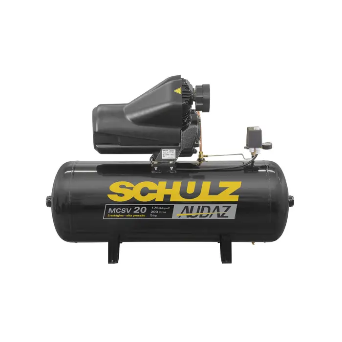 Compressor de Ar 200L 5HP 220V Schulz Audaz MCSV 20|200 com Pressostato de Partida Profissional