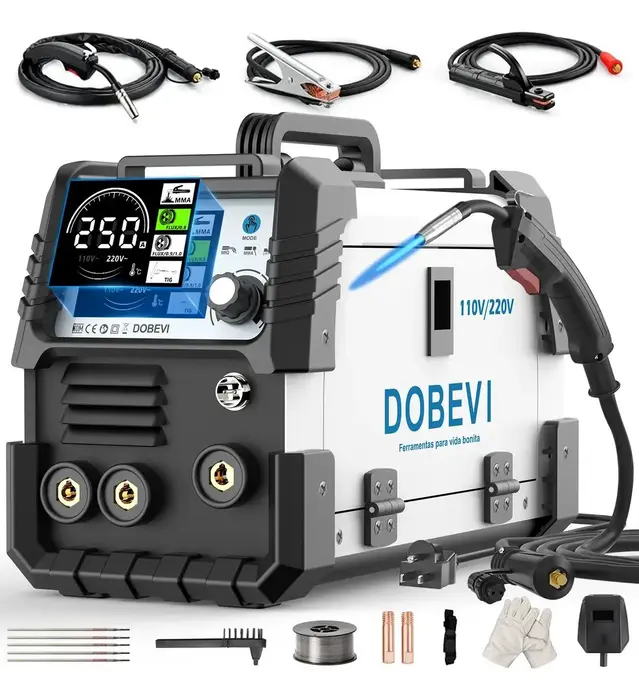 Máquina Solda Sem Gás Bivolt Mma+mig+tig 3 Em 1 C/lcd Dobevi