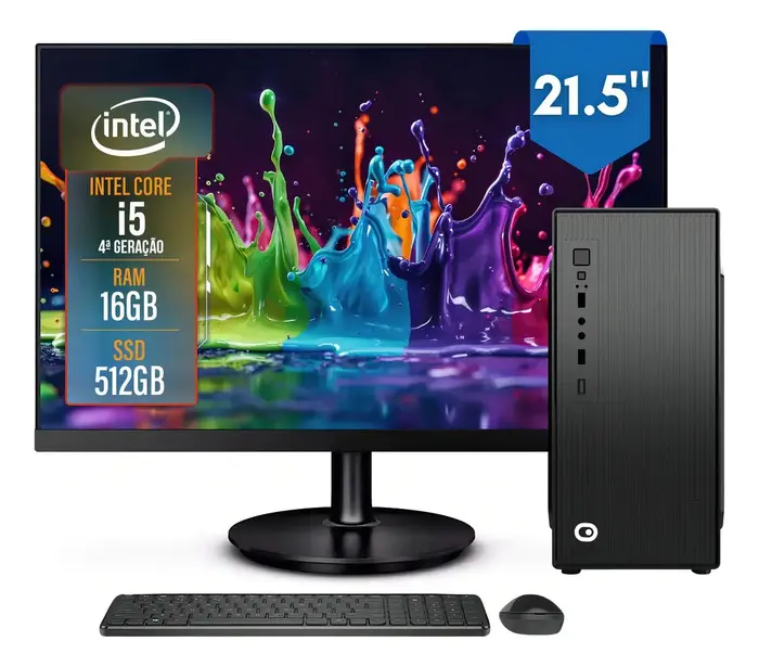Completo 2Eletro Top Intel Core i5, 16GB RAM, SSD 512GB, Bivolt, Monitor 21.5eamp;amp;quot; Full HD - CD2E-0123TO