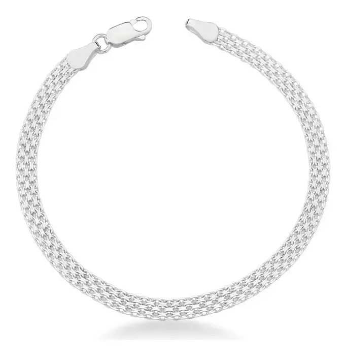 Pulseira Masculina Prata 925 Bismark Esteira 4,7mm Argennti Comprimento 19 cm Cor Pratead