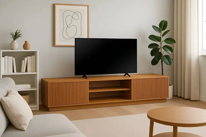Rack Mavaular Valência MDF Natural 180cm Para TV Até 75e#039;e#039; 2 Portas Moderno